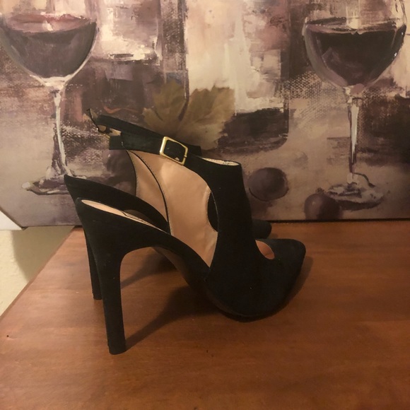 Faux Suede Black Heels - Worn Once - Picture 3 of 4